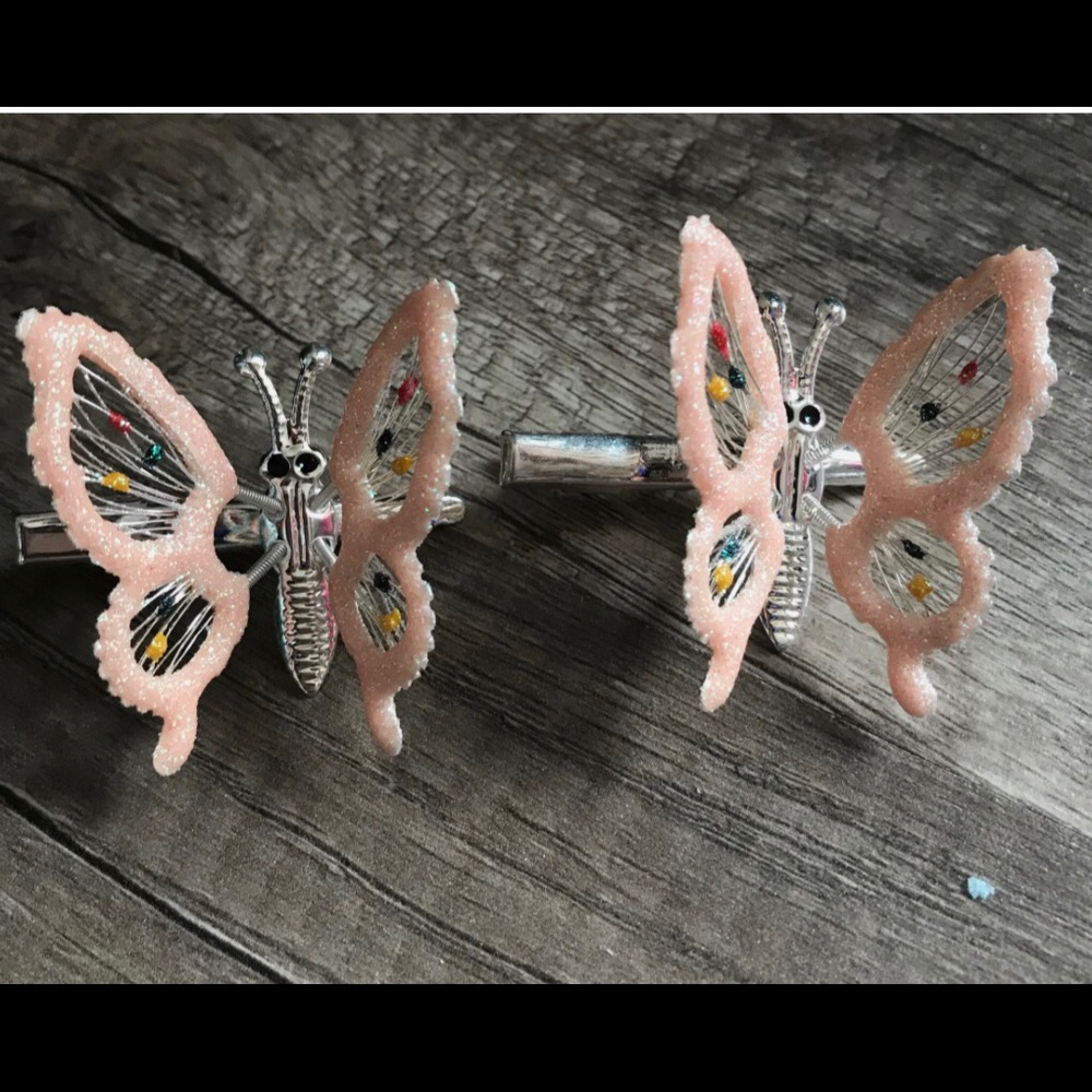 90s butterfly hair clips moving wings